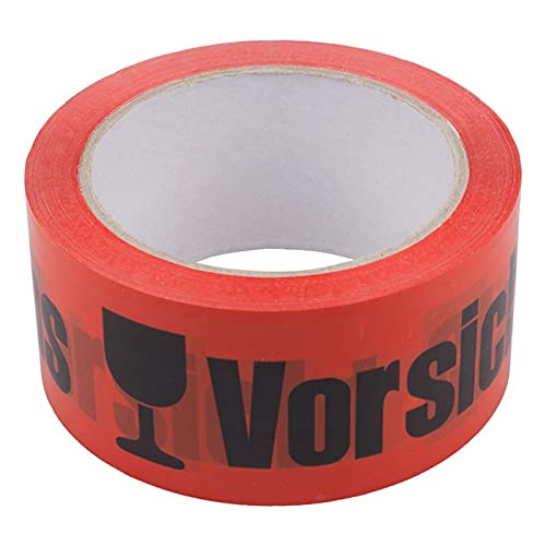 BB-Verpackungen 6 x Klebeband PP 48 mm x 66 m (Warnklebeband (Vorsicht Glas), leise abrollend und hohe Klebkraft) - Sets zwischen 6 und 144 Rollen von BB-Verpackungen