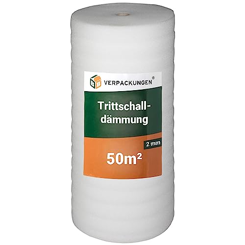 BB-Verpackungen 50 m² Trittschalldämmung (2 mm stark, sehr gute Schall- und Wärmedämmung) von BB-Verpackungen