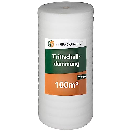 BB-Verpackungen 100 m² Trittschalldämmung (2 mm stark, sehr gute Schall- und Wärmedämmung) - Sets zwischen 50 m² und 500 m² von BB-Verpackungen