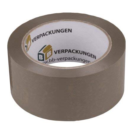 BB-Verpackungen 12 x Klebeband PVC 48 mm x 66 m (Naturkautschuk, sehr reißfest, leise und hohe Klebkraft) - Sets zwischen 12 und 288 Rollen von BB-Verpackungen