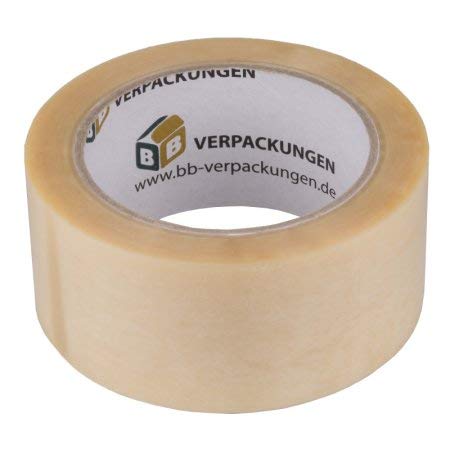 BB-Verpackungen 12 x Klebeband PVC 48 mm x 66 m (Naturkautschuk, sehr reißfest, leise und hohe Klebkraft) - Sets zwischen 6 und 288 Rollen von BB-Verpackungen