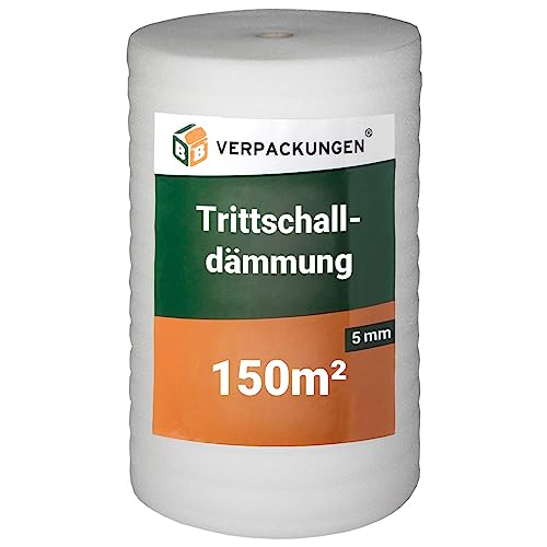 BB-Verpackungen 150 m² Trittschalldämmung 1,0 x 150 m (5 mm stark, sehr gute Schall- und Wärmedämmung) - Sets zwischen 25 m² und 250 m² von BB-Verpackungen