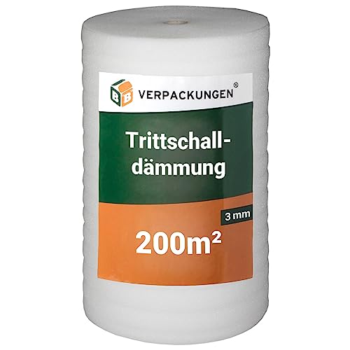 BB-Verpackungen 200 m² Trittschalldämmung 1,0 x 200 m (3 mm stark, sehr gute Schall- und Wärmedämmung) - Sets zwischen 25 m² und 500 m² von BB-Verpackungen