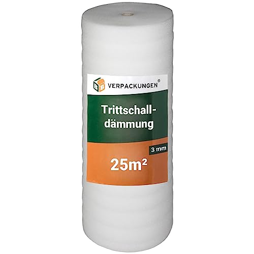 BB-Verpackungen 25 m² Trittschalldämmung 1,0 x 25 m (3 mm stark, sehr gute Schall- und Wärmedämmung) - Sets zwischen 25 m² und 500 m² von BB-Verpackungen