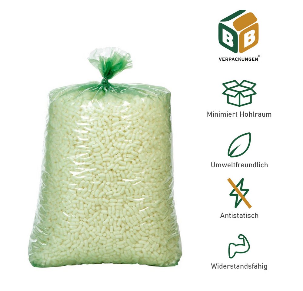 BB-Verpackungen Schutzpolster Helle Bio-Verpackungschips 300 Liter "SMALL" Füllmaterial (3 St), 15 x 40 mm von BB-Verpackungen
