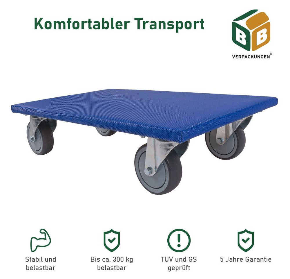 BB-Verpackungen Transportroller Möbelroller, (1-St), 600 x 350 x 145 mm, 300 kg, spurloses Rollverhalten von BB-Verpackungen