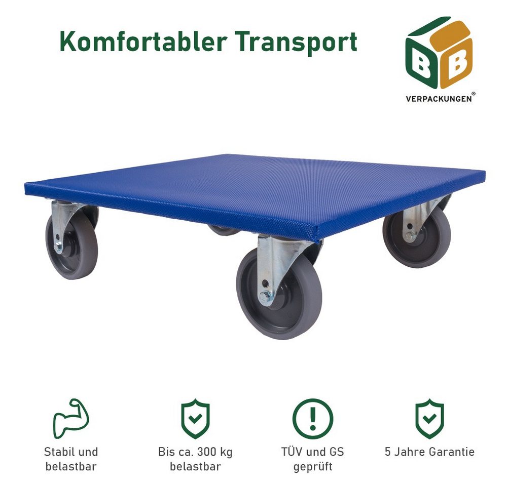 BB-Verpackungen Transportroller Möbelroller, (12-St), 600 x 500 x 165 mm, 300 kg, spurloses Rollverhalten von BB-Verpackungen