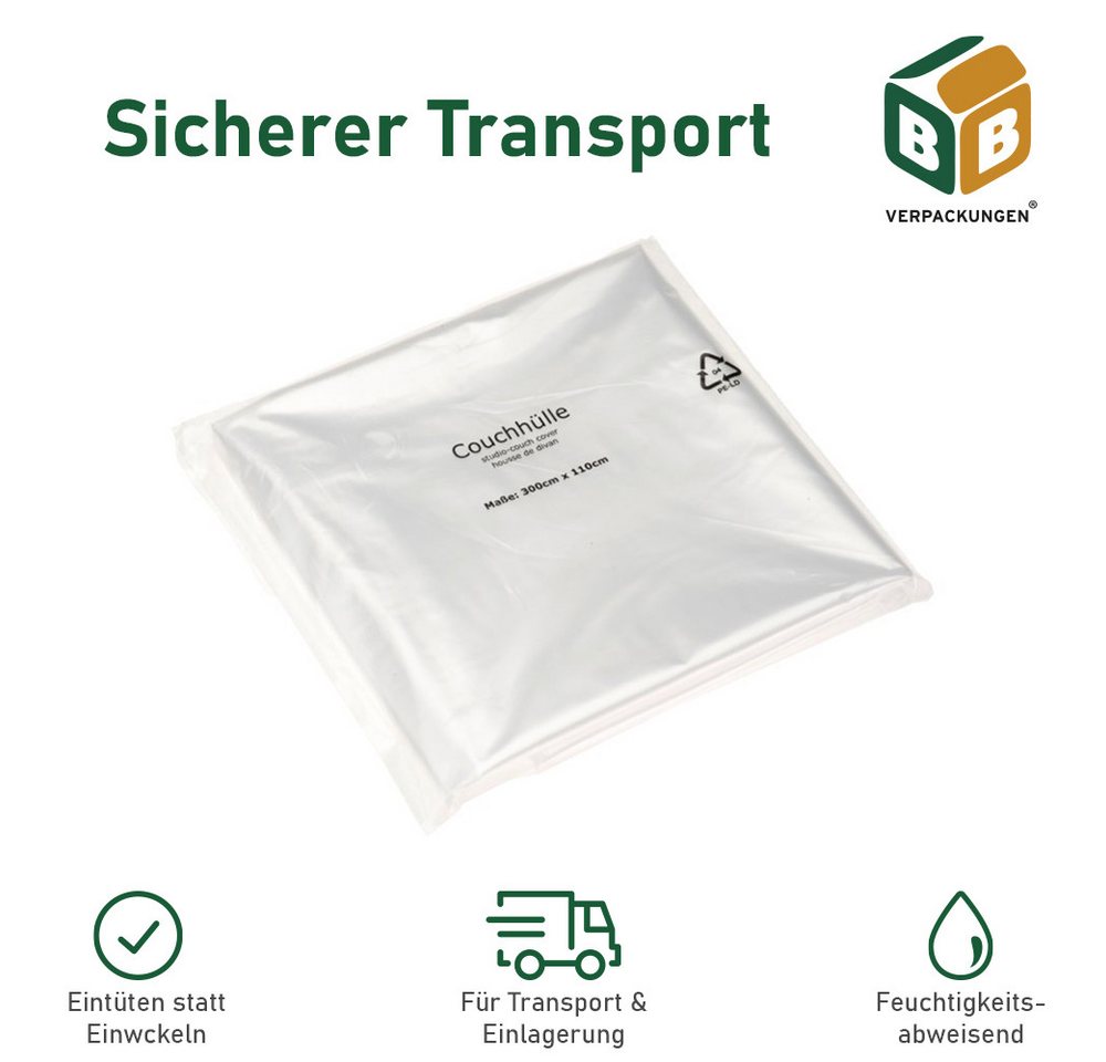 Matratzenschutzbezug Couchhülle BB-Verpackungen, 1100 x 3000 mm, robust, reißfest 30 my Matratzenschutzbezug Couchhülle BB-Verpackungen, 1100 x 3000 mm, robust, reißfest 30 my von BB-Verpackungen