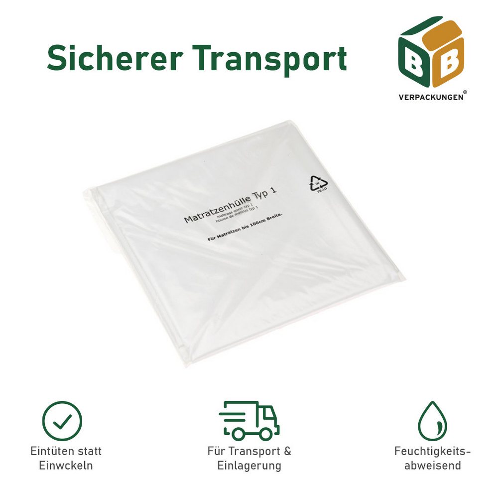 Matratzenschutzbezug Matratzenhülle Typ 1 BB-Verpackungen, 1300 x 2350 mm, robust, reißfest 30 my Matratzenschutzbezug Matratzenhülle Typ 1 BB-Verpackungen, 1300 x 2350 mm, robust, reißfest 30 my von BB-Verpackungen