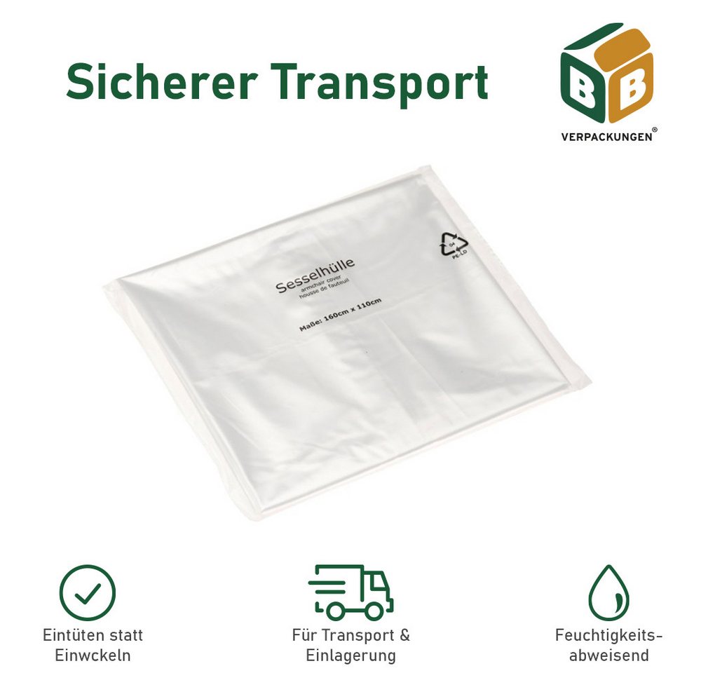 Matratzenschutzbezug Sesselhülle BB-Verpackungen, 1600 x 1100 mm, robust, reißfest 35 my Matratzenschutzbezug Sesselhülle BB-Verpackungen, 1600 x 1100 mm, robust, reißfest 35 my von BB-Verpackungen
