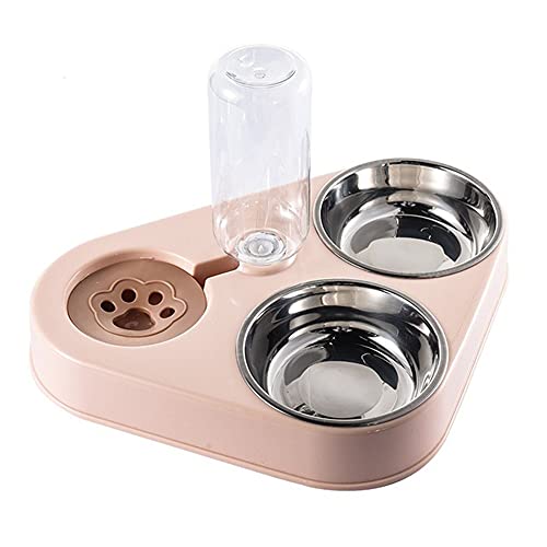 BBAOO Futter Wasser Pet Bowl Set, Doppelter Futternapf, Katze Futternapf Set Doppelter, Katzen Fressnäpfe, Edelstahl Rutschfest Katzen Napf, Für Kleine Und Mittelgroße Hunde Und Katzen von BBAOO