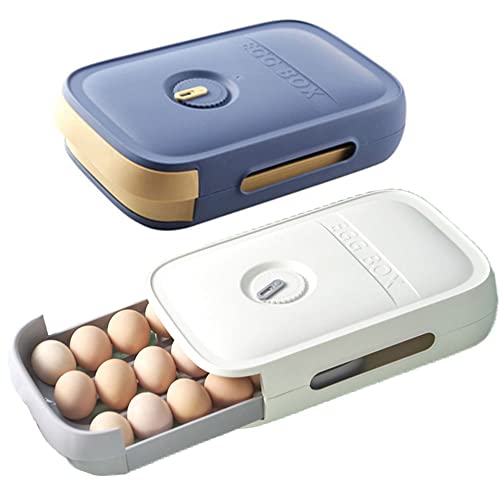 BBAOO Eierbehälter, 2 Stücke Eierbox, Eier Aufbewahrungsbox aus Kunststoff, Tragbare Ei Aufbewahrungsbox, Kühlschrank Eierschubladen, Hält 21 Für Kühlschränke, Gefrierschränke, Küchenschränke usw von BBAOO