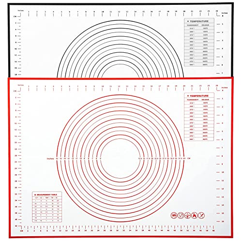 Silikonmatte Backen 2 Stück Silikon Teigmatte 70x50 Teigunterlage Ausrollmatte Silikonmatte Backmatte für Fondant Gebäck Pizza von BBAOO