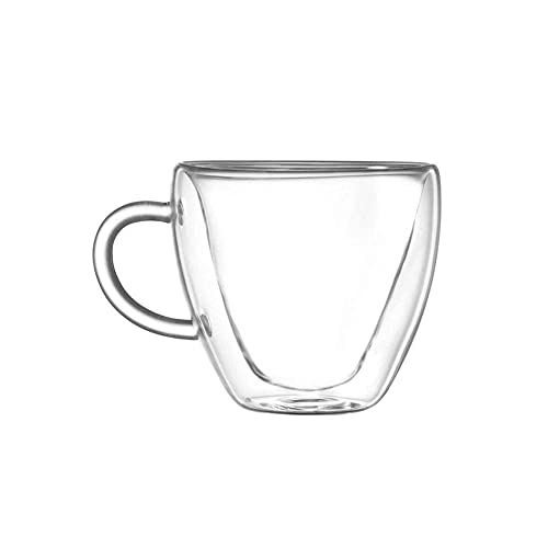 Herzförmige, hitzebeständige, doppelwandige, transparente Glas-Teetasse, handgefertigte Mini-Tasse, doppellagig, Kaffeebecher, 1 Glasbecher, Herz-Tassen, Becher mit Herz-Bären-Tassen von BBASILIYSD