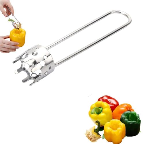 Paprika-Entkerner, Pfefferkernentferner, Edelstahl, Obst-Gemüse-Entkerner, multifunktionaler Entkerner für Gemüse, Obst, praktisches Küchenhelfer von BBASILIYSD