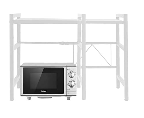 Ausziehbare Halterung aus Metall für Mikrowellen, ausziehbar, verstellbar, Küchenregal, Arbeitsplatte (weiß, 40/64 x 45 x 36,5 cm) von BBAUER
