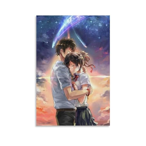 BBAUER Anime Your Name Poster Dekorative Malerei Leinwand Wandkunst Wohnzimmer Poster Schlafzimmer Malerei,Wandkunst Bilddruck Moderne Familienzimmer Dekor 16x24inch(40x60cm) von BBAUER