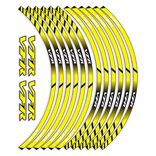 BBAUER Felgenaufkleber Für Honda VFR 750 800 1200X/F Vfr750 Vfr800 17 Zoll Motorrad Aufkleber Räder Felgen Nabenaufkleber Dekoration Reflektierende Aufkleber (Color : Yellow) von BBAUER