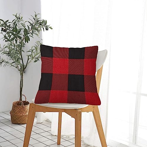 BBAUER Kissenbezug 45x45cm Dekorativer Überwurf Kissenbezüge,Roter Büffel-Holzfäller-Plaidmuster-Karo-Flanell Lässige Tartan-Wolle,Heimdekoration quadratisch Kissenhülle 18x18 Zoll von BBAUER