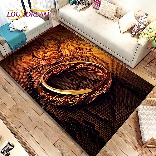 BBAUER L-Ord of The Rings H-Obbit Print Flanell Teppich Home Türmatte Dekor Spiel rutschfeste Fußmatte Teppich F82 80×120CM von BBAUER