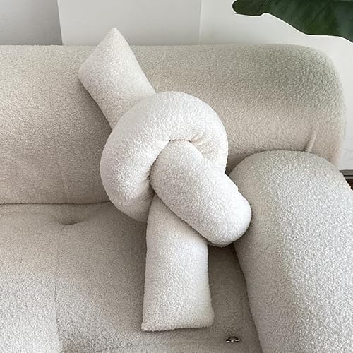 BBAUER Plüschkissen Abnehmbares Bray-Knotenkissen mit Unsichtbarem Reißverschluss Weiches Sofakissen zum Dekorieren von Schlafzimmer und Wohnzimmer,White von BBAUER