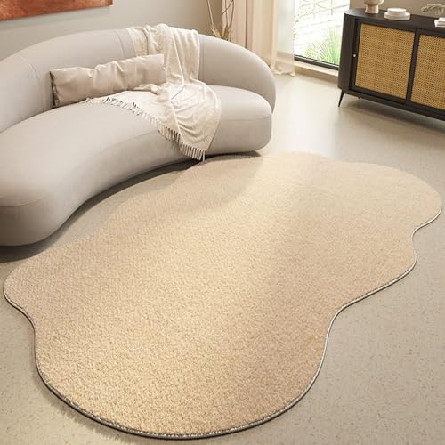 BBAUER Unregelmäßig Geformter Teppich, Moderner Geometrischer Wohnzimmer- und Esszimmerteppich Weiß, Heimdekoration Für Schlafzimmer Arbeitszimmer von BBAUER
