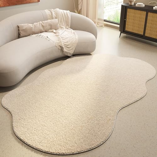 BBAUER Unregelmäßig Geformter Teppich - Moderner Geometrischer Wohnzimmerteppich in Weiß für Esszimmer, Schlafzimmer und Arbeitszimmer - Heimdekoration von BBAUER