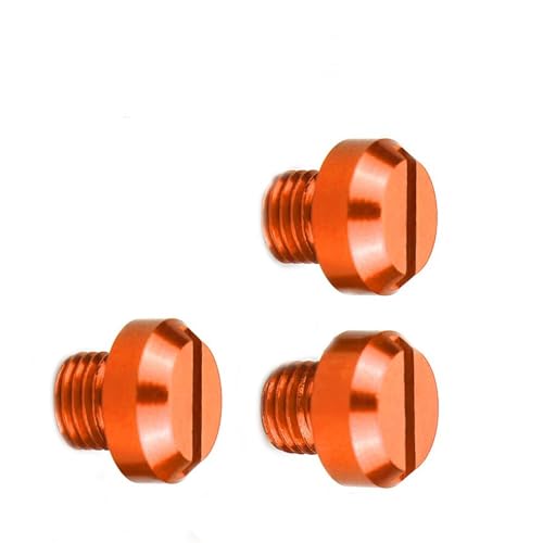 BBAUER Zubehör für Seitenspiegel 3 Stücke M10 * 1,25 Motorrad CNC Aluminium Rückspiegel Loch Stecker Schrauben Kappen Schrauben Für Duke 250 390 790 1090 1190 1290 ADV (Color : Orange) von BBAUER