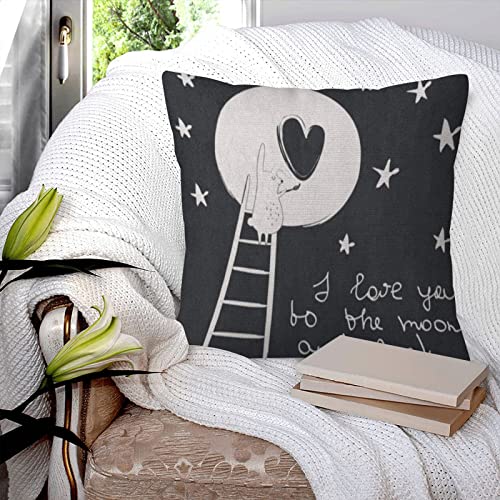 Kissenbezüge 45x45cm,Baby I Love You to The Moon and Back Cute Bunny Painting Heart Chalk Funny,Dekorationskissenbezüge quadratisch weich Kissenbezüge für Couch Sofa Bett von BBAUER