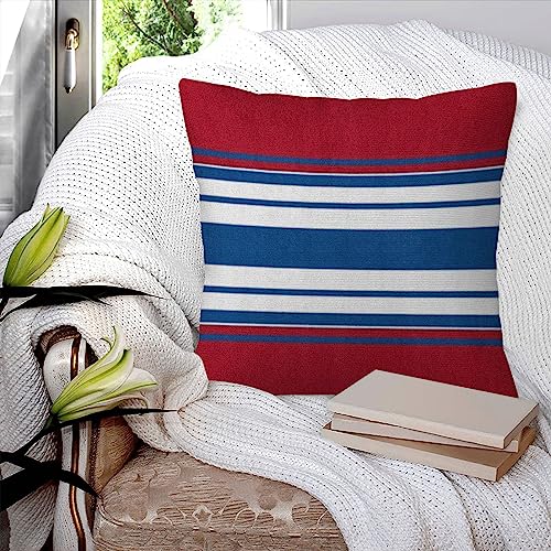 Kissenbezüge 45x45cm,Navy Abstraktion von Weiß, Blau und Rot Stripes Bandage Helle Farbe,Dekorationskissenbezüge quadratisch weich Kissenbezüge für Couch Sofa Bett von BBAUER