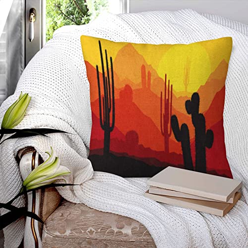 Kissenbezüge 45x45cm,Red Western Cactus Plants in Wüstensonnenuntergang Bunte Arizona-Landschaft,Dekorationskissenbezüge quadratisch weich Kissenbezüge für Couch Sofa Bett von BBAUER