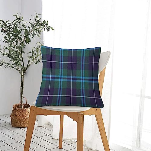 Kissenbezug 45x45cm Dekorativer Überwurf Kissenbezüge,Blauer keltischer Douglas-Tartan, Keine Farbverläufe, grün, Karo, Clan-Kultur, flach,Heimdekoration quadratisch Kissenhülle 18x18 Zoll von BBAUER