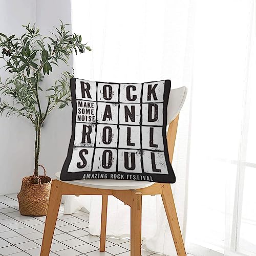 Kissenbezug 45x45cm Dekorativer Überwurf Kissenbezüge,Music Rock Festival and Roll Sign Slogan Graphic Band Vintage Concert,Heimdekoration quadratisch Kissenhülle 18x18 Zoll von BBAUER