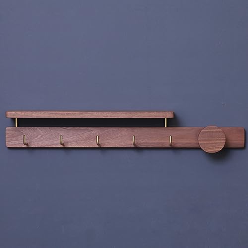 Kleiderhaken Mit Ablage, Walnussholz, Kreative Holz-Wandhaken Für Den Eingangsbereich, Garderobe, Schlafzimmer, Wandgarderobe (19,7″/50 Cm, 27,6″/70 Cm) ( Color : 70*11*11cm/27.6*4.3*4.3in ) von BBAUER