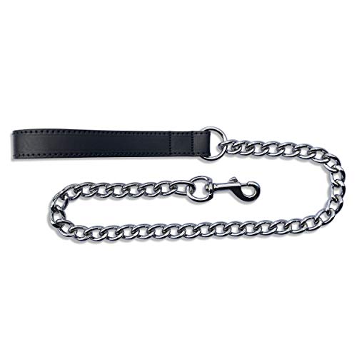 BBD Pet Products Ex Heavy Leder-Kettenleine, Einheitsgröße, 86,4 x 2,2 cm, Schwarz von BBD Pet Products