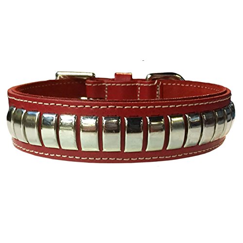 BBD Pet Products Gewölbtes Lederhalsband, Einheitsgröße, 1/4 x 18 bis 53 cm, Rot von BBD Pet Products