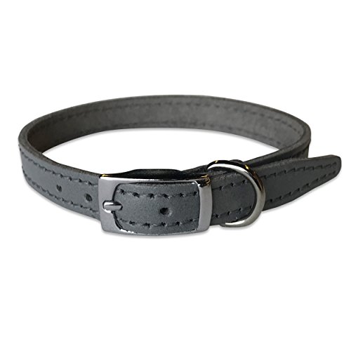 BBD Pet Products Lederhalsband, einfarbig, 1,27 x 25,4 bis 30,5 cm, Einheitsgröße, Grau von BBD Pet Products