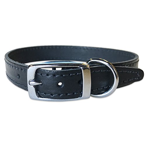 BBD Pet Products Schlichtes Lederhalsband, 3/4 x 16 bis 18 Zoll, Einheitsgröße, Schwarz von BBD Pet Products