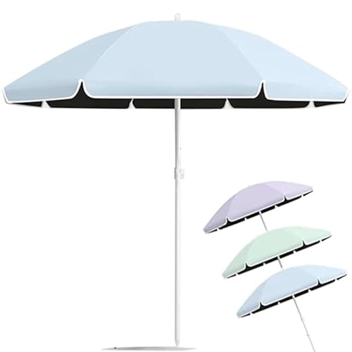 BBERHFNFZK 1.8m Terrassenschirm Leichte Strandschirme 2.6m Tischschirm Gartenschirm Im Freien Großer Marktschirm Poolschirm(Blue,7ft/2.2m) von BBERHFNFZK