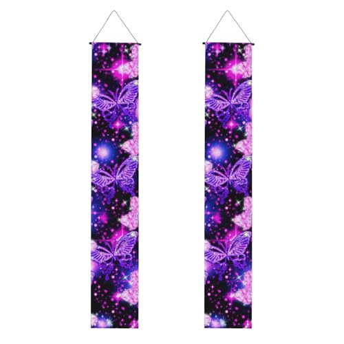 Lila Niedlicher Schmetterling Druck Wiederverwendbar Graduation Veranda Banner - All-in-One Hanging Kit, Party, Indoor, Outdoor von BBEXJIGY