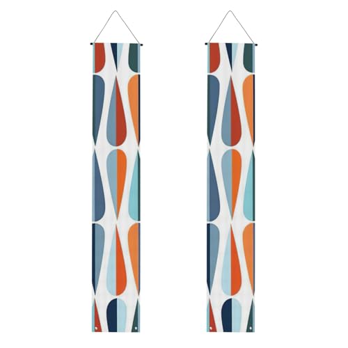 Mid Century Modern Retro mit Tropfenformen Druck Wiederverwendbar Graduation Veranda Banner - All-in-One Hanging Kit, Party, Indoor, Outdoor von BBEXJIGY