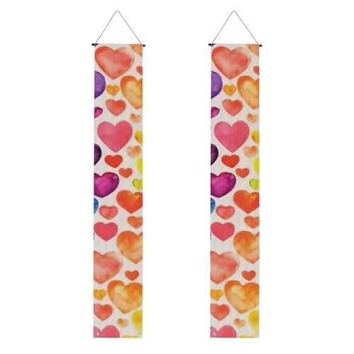 Regenbogen-Herz-Druck, wiederverwendbar, Abschlussfeier, Veranda-Banner – All-in-One-Hängeset, Party, drinnen, draußen von BBEXJIGY