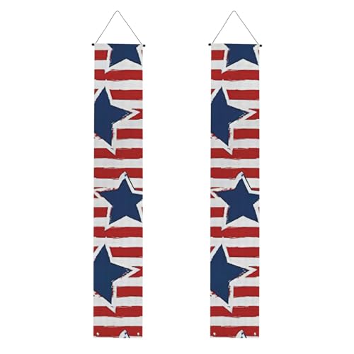 Rot-Weiß-Stern-Flaggen-Druck, wiederverwendbar, Abschlussfeier, Veranda-Banner – All-in-One-Hängeset, Party, drinnen, draußen von BBEXJIGY