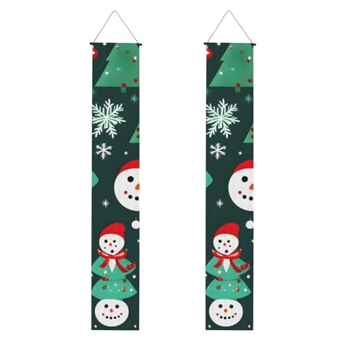 Weihnachtsbaum- und Schneemann-Druck, wiederverwendbar, Abschlussfeier, Veranda-Banner – All-in-One-Hängeset, Party, drinnen, draußen von BBEXJIGY