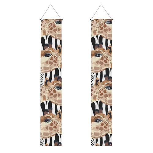 Wiederverwendbares Abschluss-Veranda-Banner mit Zebra- und Giraffen-Druck, All-in-One-Aufhängeset, Party, drinnen, draußen von BBEXJIGY