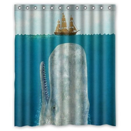 BBFhome Hem Gewichte Duschvorhang 150 x 180 cm Modische Badkollektion Custom Wasserdicht Wal mit 12 Loch von BBFhome