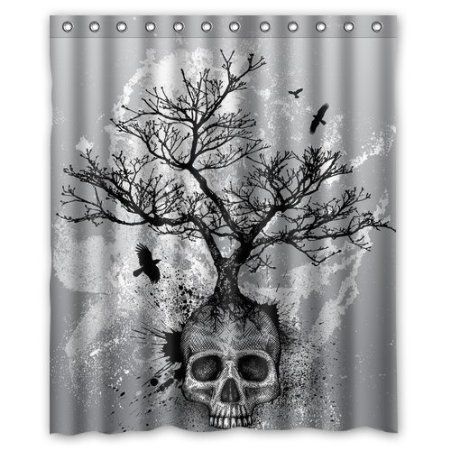 BBFhome Hem Gewichte Duschvorhang 180 x 180 CM Creative Schädel Baum Black Eagle von BBFhome