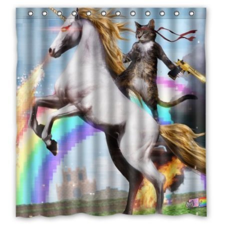 BBFhome Personalisierte Lustige Einhorn und Katze Duschvorhang, inklusive Dusche Ringe 100% Polyester Wasserdicht 180 x 180 cm BBFhome Personalisierte Lustige Einhorn und Katze Duschvorhang, inklusive Dusche Ringe 100% Polyester Wasserdicht 180 x 180 cm von BBFhome