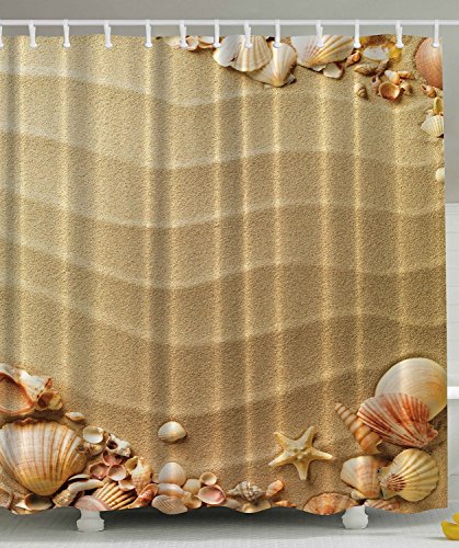 BBFhome Strand Muscheln extra 180 x 180 cm Duschvorhang Polyester Duschvorhang Beige Tan Sand BBFhome Strand Muscheln extra 180 x 180 cm Duschvorhang Polyester Duschvorhang Beige Tan Sand von BBFhome