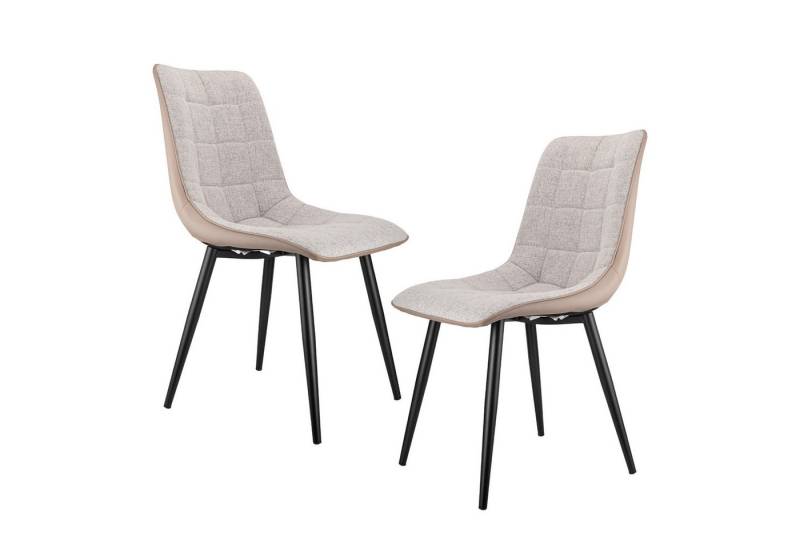 BBG Esszimmerstuhl Polsterstuhl mit Metallgestell & Leinen-Kunstleder Sitz (Esszimmerstuhl mit hoher Rückenlehne, rutschfesten Füßen und bequemer Polsterung für Homeoffice & Wohnzimmer) von BBG